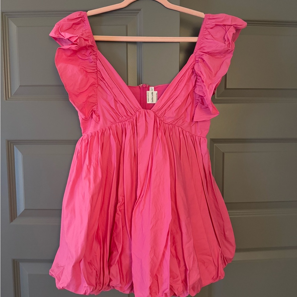 Selfie Leslie Horoscope Bubble Hem Mini Dress Pink size M
